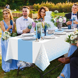 MASHAN 6Pcs White and Light Blue Polka Dot Plastic Rectangular