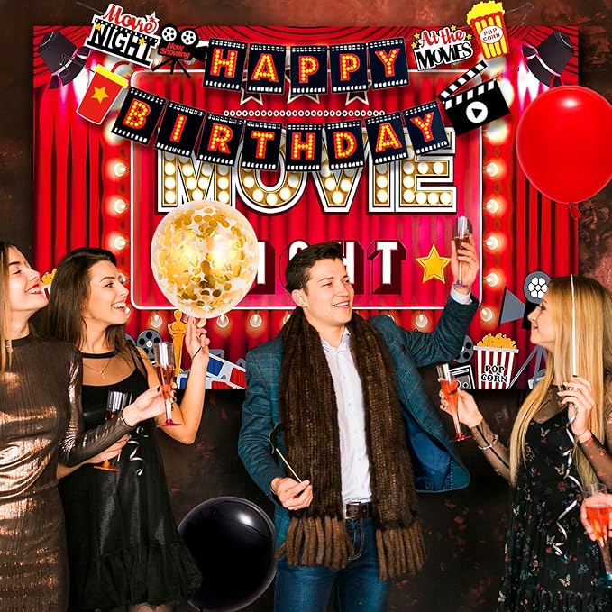 116Pcs Movie Night Birthday Party Decorations 10 Guests Movie Night