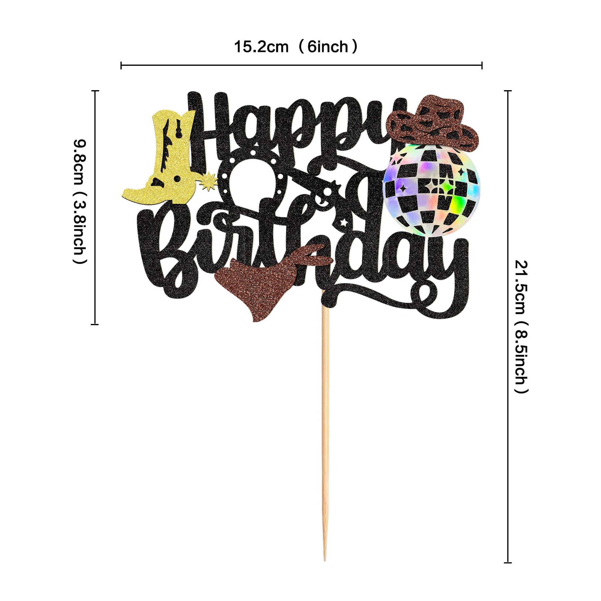 1Pcs Disco Cowboy Birthday Cake Topper Disco Cowboy Cake Decorations