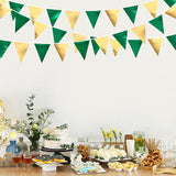Green Gold Party Decorations Metallic Fabric Triangle Pennant Banner