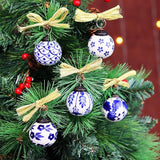 IndianShelf 24 Large Blue and White Ceramic Christmas Ornaments