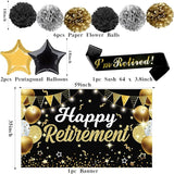 22Pcs Retirement Party Decorations for Men Women Black and Gold