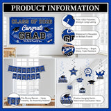 Graduation Decorations Blue Party Decor Set include Congrats Grad