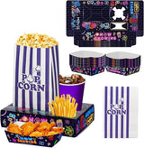 60Pcs Movie Night Supplies 30Pcs Neon Movie Night Snack Trays with