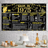 DARUNAXY 51st Birthday Black Gold Party Decoration, Back in 1975