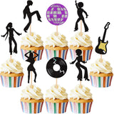 Rsstarxi 24 Pack 70's & 80's Disco Dancing Cupcake Toppers & Picks