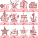 Pink 1st Birthday Table Centerpieces for Baby Girls Rose Gold