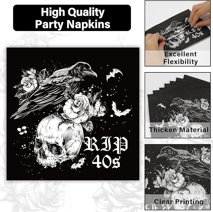 100 Pcs 50th Birthday Plates and Napkins Party Supplies Death To My