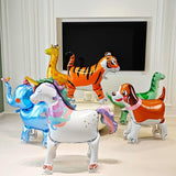 Self Standing Unicorn Animal Foil Balloons Walking With Wheels for