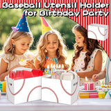 2PCS Baseball Utensil Holder Paper Utensil Caddy for Baseball Party