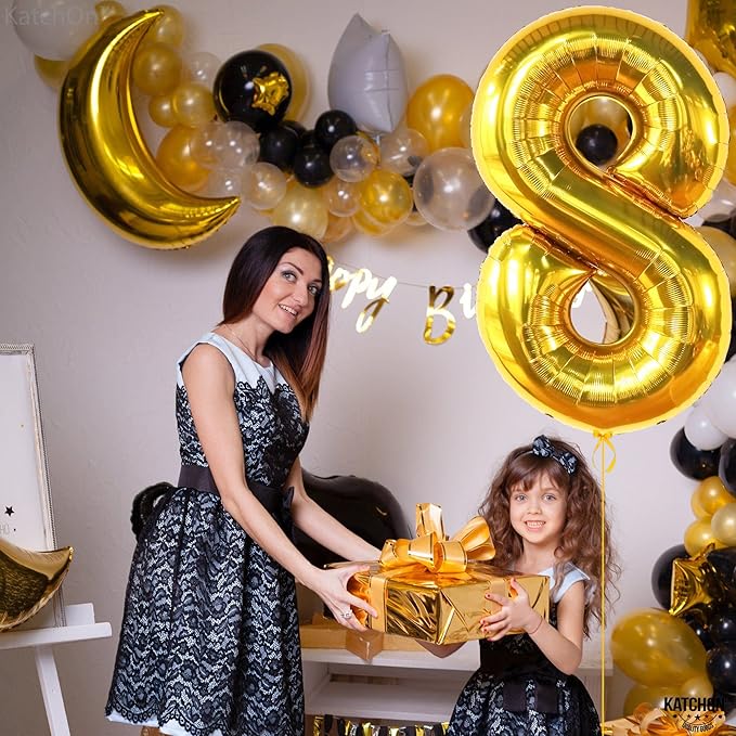 KatchOn, Giant Gold Number 8 Balloon - 40 Inch | Golden 8 Balloon for