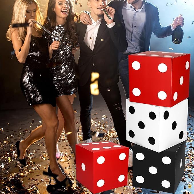 6pcs Large Dice Favor Boxes 11x11x11 Inch Casino Theme Party