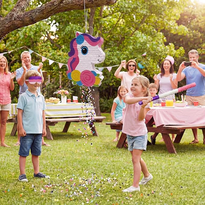 133 Pcs Unicorn Piñata Set for Kids Large Cute Piñatas Bundle with
