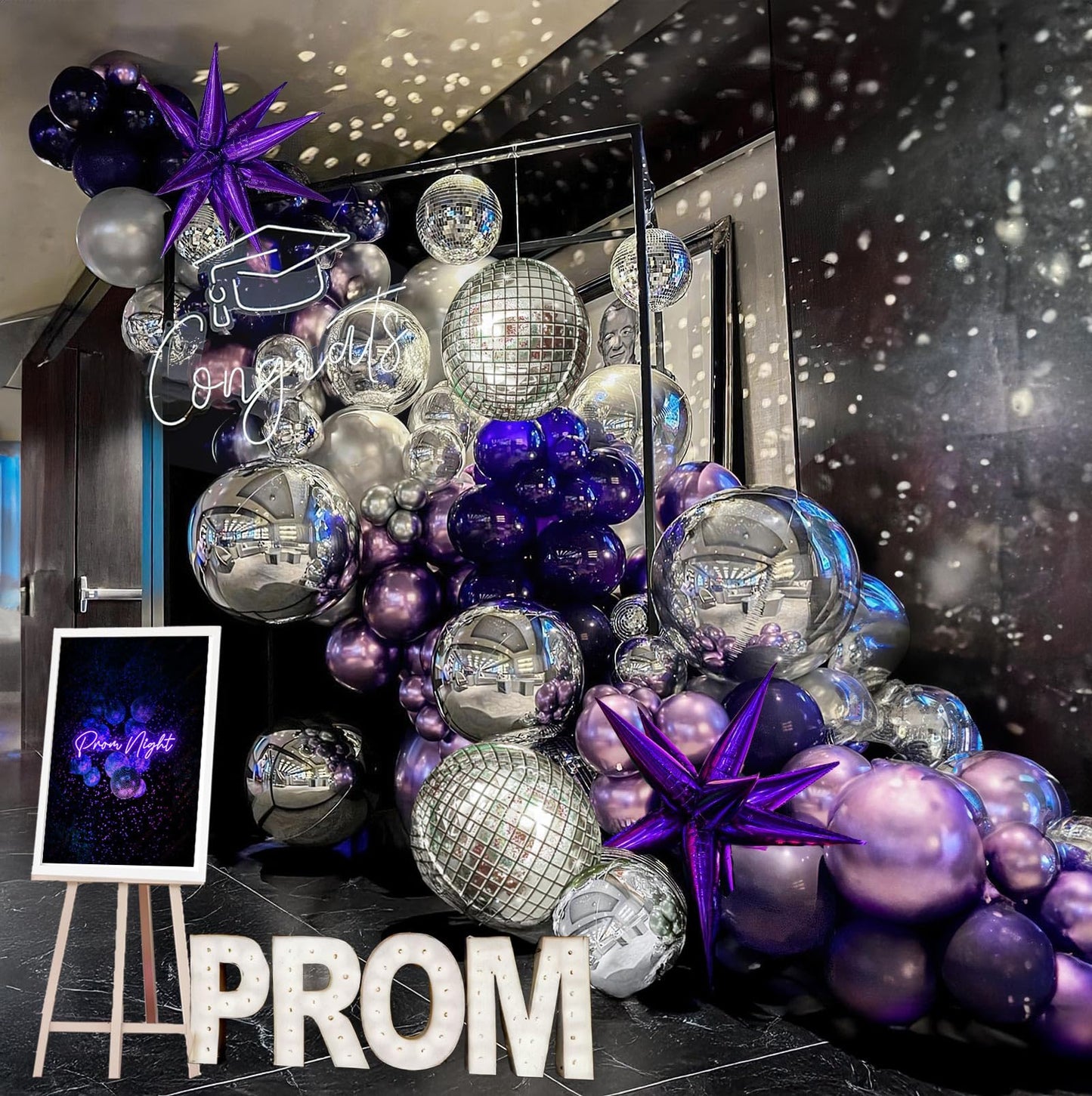 yeewaka chrome purple silver disco balloon garland arch kit 120pcs
