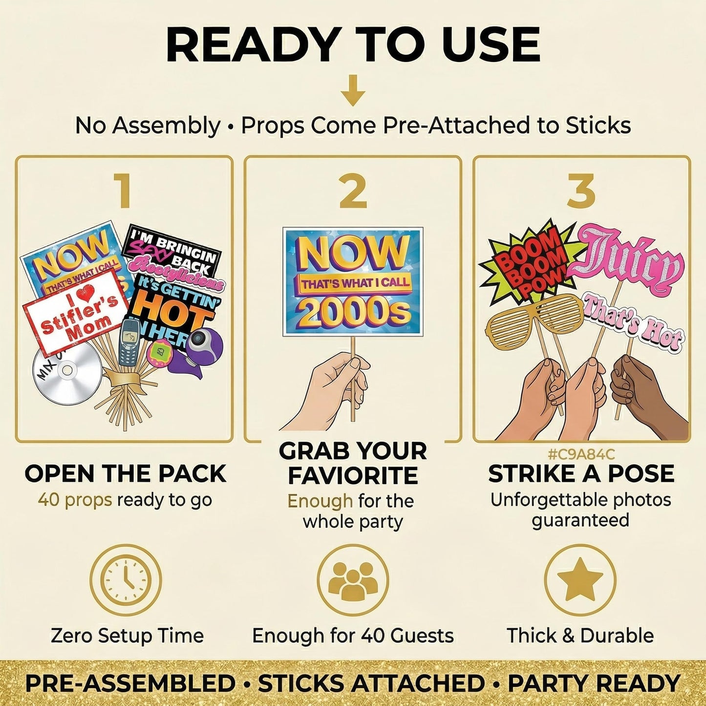 2000s Y2K Photo Booth Props - 40 Pieces - Throwback Y2K Party