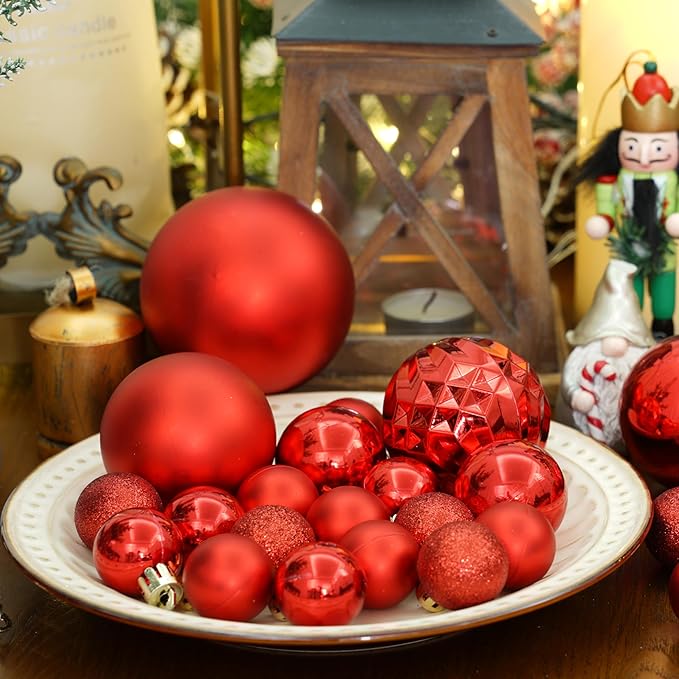 XmasExp 24ct Mini Christmas Ball Ornaments Shatterproof Christmas
