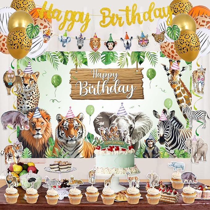 Safari Animals Birthday Party Decorations Jungle Wild Animals Happy
