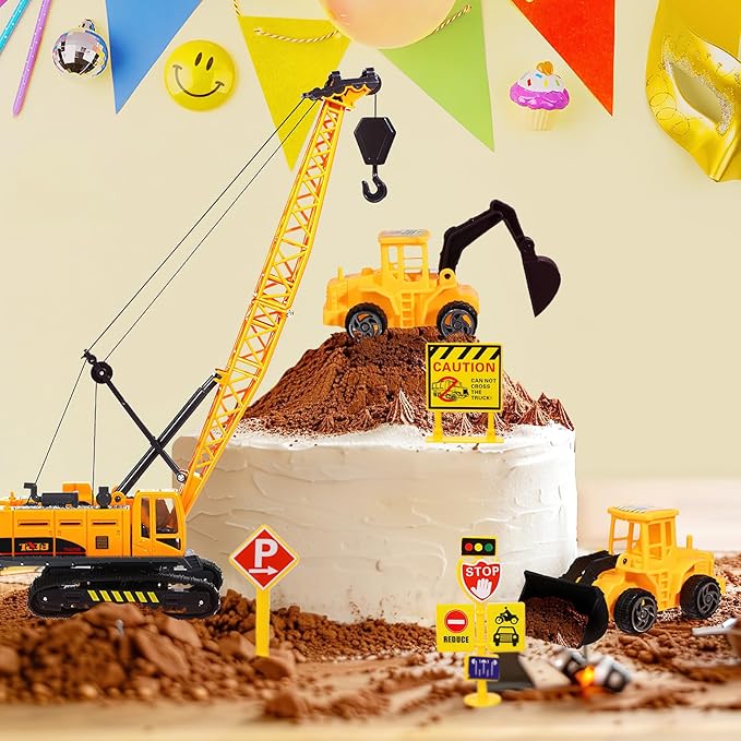 16 Pieces Construction Cake Topper Construction Birthday Party