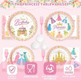 144 Pcs Princess Paper Plates Napkins, Birthday Party Supplies