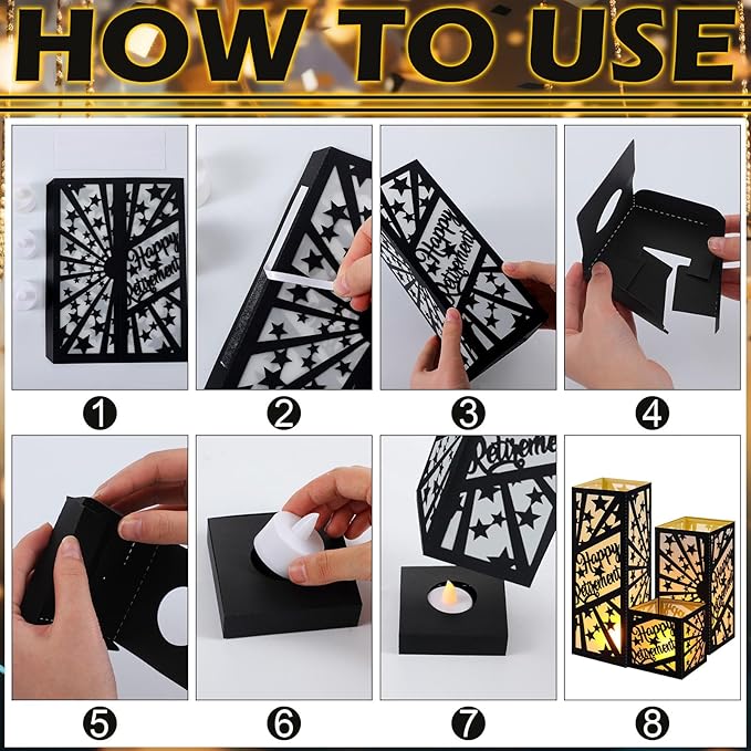 12 Pcs Happy Retirement Party Table Decorations Black and Gold