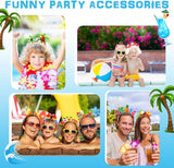 16 Pcs Hawaiian Party Headband Felt Luau Head Boppers Tiki Aloha