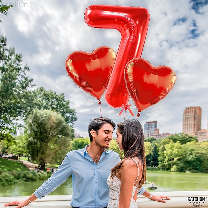 KatchOn, Giant Red Number 7 Balloon - 40 Inch | 7th Birthday Balloon
