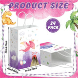 24 Pcs Pink Dinosaur Party Favors Bags with Handles Purple Dinosaur