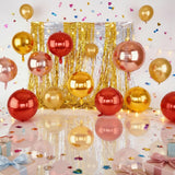 Metallic Red Round Foil Balloons, 22" Large 4D Sphere Mylar Balloons