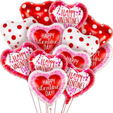 Happy Valentine's Day Balloons Set 12 Pack Red White & Pink Heart
