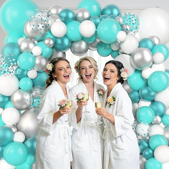 Amandir 153 Pcs Teal Balloons Arch Garland Kit, Different Sizes 18 12