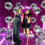 6Pcs Silver Foil Balloons,22Inch Metallic Silver 4D Round Ball Balloon