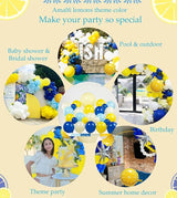 Royal Blue Yellow bridal shower lemon theme balloon arch kit with