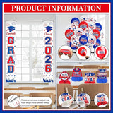 Graduation Decorations 2026 White Blue and Red Graduation Party Decor