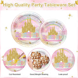 96 PCS Princess Birthday Party Decorations Rainbow Gold Castle
