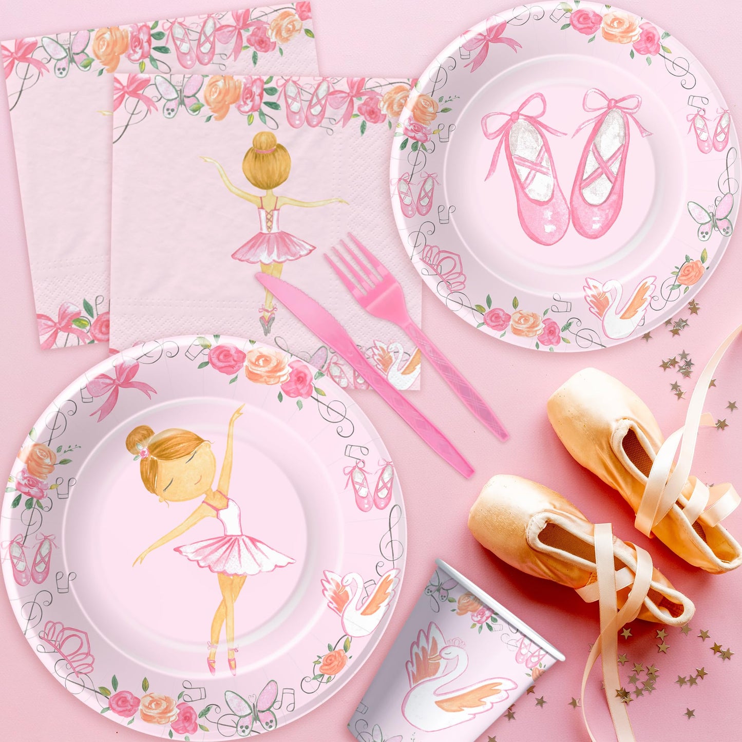 Xigejob Ballerina Birthday Party Decorations Tableware, Ballerina