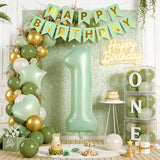 1st Birthday Decorations, 40 Inch Sage Green Number 1 Balloon, 18