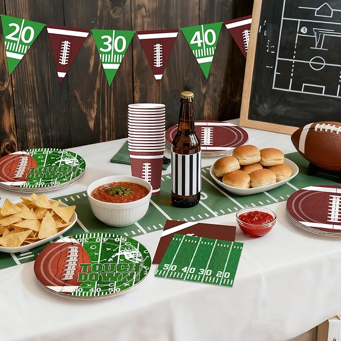 115PCS Football Party Decorations Football Paper Plates and Napkins
