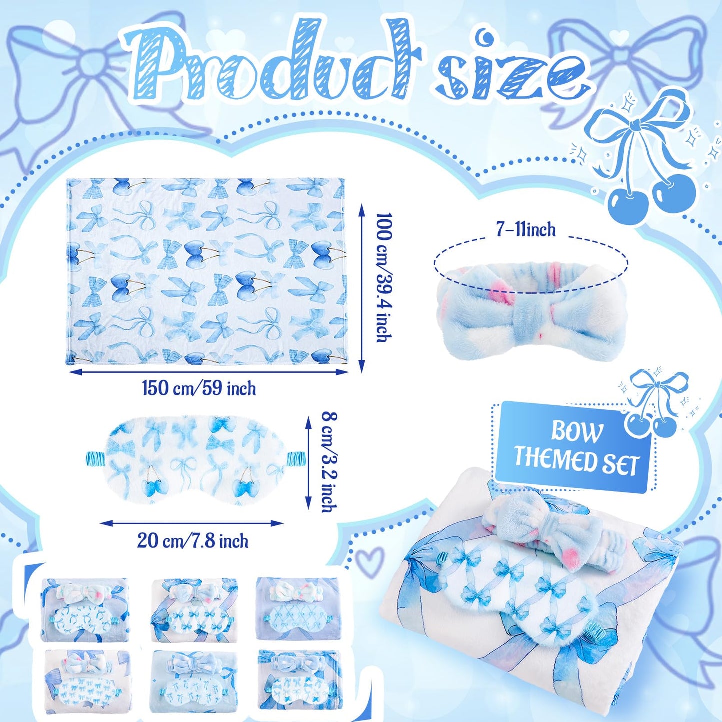 Fanfanwin 18 Pcs Sleepover Party Supplies for Girls, 6 Style Cute Blue