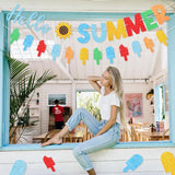 Hello Summer Banner Colorful Glitter Hello Summer Ice Cream Garland
