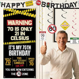 70th Birthday Decorations Men Women Caution Logo 70 Is Only 21 in