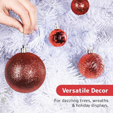 PREXTEX Wine Red Christmas Ornaments Set - 36 Shatterproof Wine