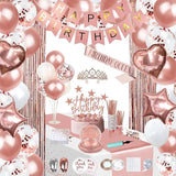 253 Pcs Birthday Decorations for Women Rose Gold Party Decorations