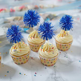 Gyufise 30Pcs Foil Firework Cupcake Toppers Sparkle Tinsel Cake #22