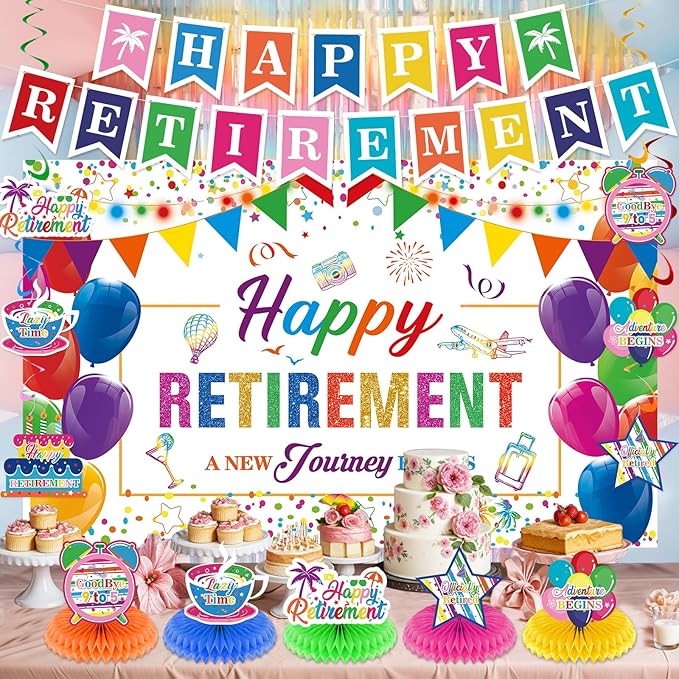 20pcs Retirement Party Decorations for Women Men Colorful Happy