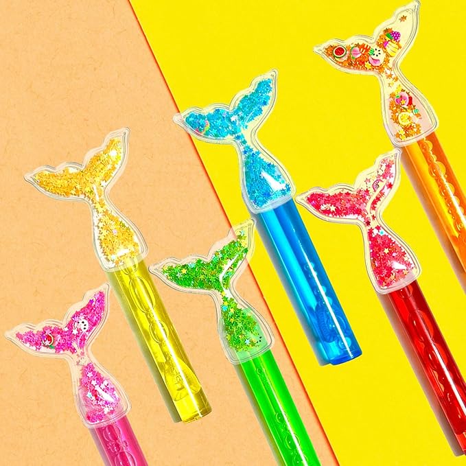 Mermaid Party Favors 24Pcs Glitter Mermaid Tail Bubble Wands for