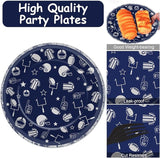 100 PCS Football Party Plates and Napkins Supplies Kit Cowboy Navy