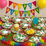 100 Pcs Tropical Luau Party Supplies Set Serves 25 Disposable
