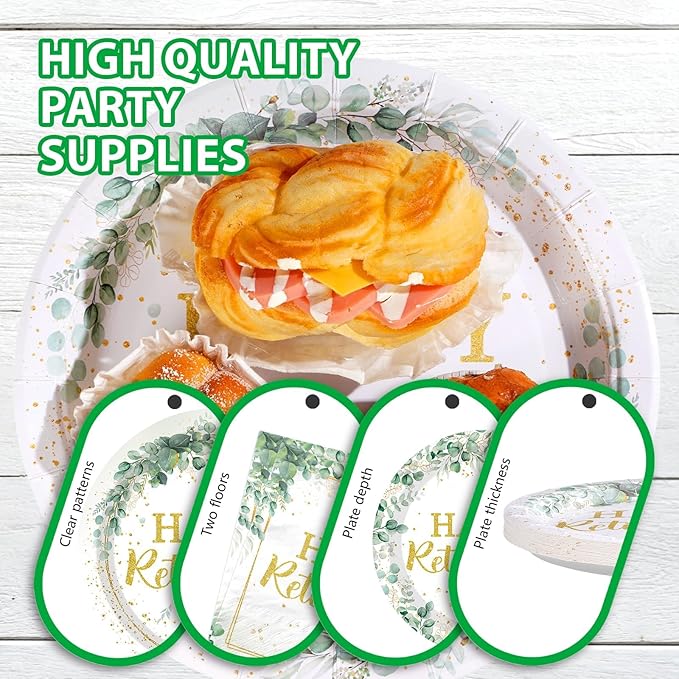 200Pcs Sage Green Retirement Party Decorations Greenery Happy