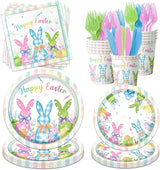 Happy Easter Plates and Napkins 168pcs Easter Party Supplies