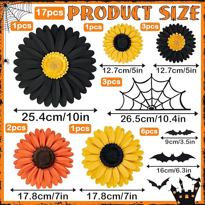 Paper Jazz Halloween Paper Flowers Decorations for Wall 3D Halloween